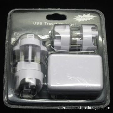 Travel USB charger with AU/US/EU/UK plugs, 2/4 ports, 2.1A universal adapter 1-in-4
